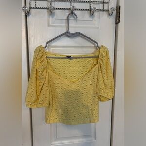 H&M Yellow Eyelet Blouse with Puff Sleeves